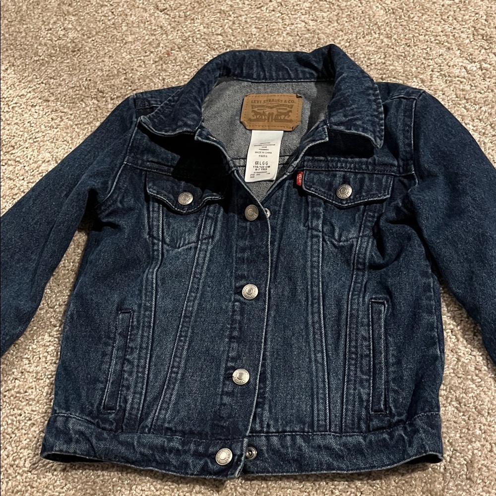 Levi's Kids Dark Blue Jean Jacket Size 6X Used